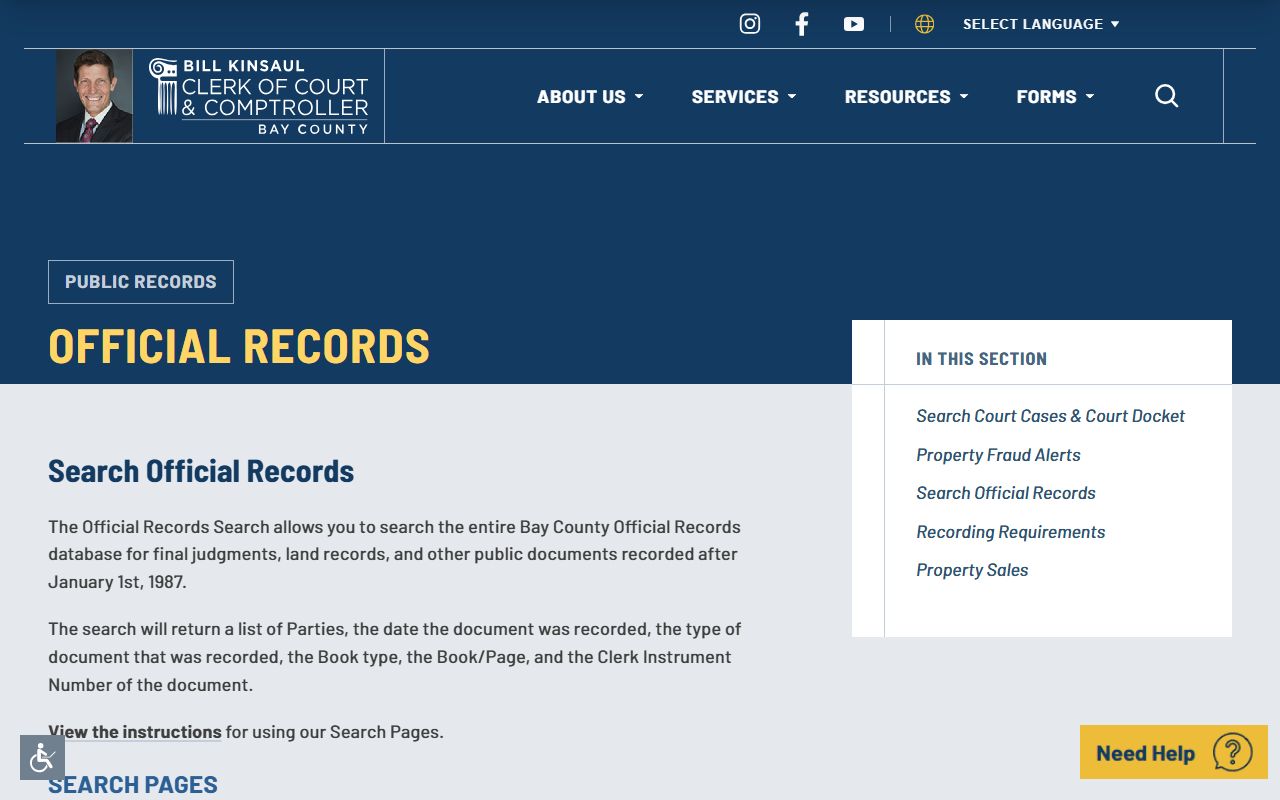 Bay County public records official records search portal online