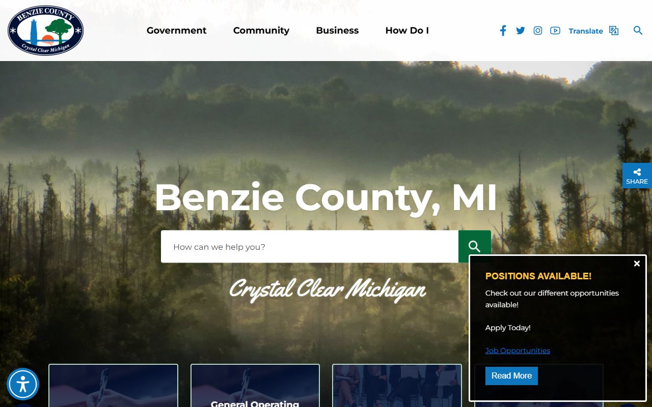 Benzie County public records government website Beulah Michigan