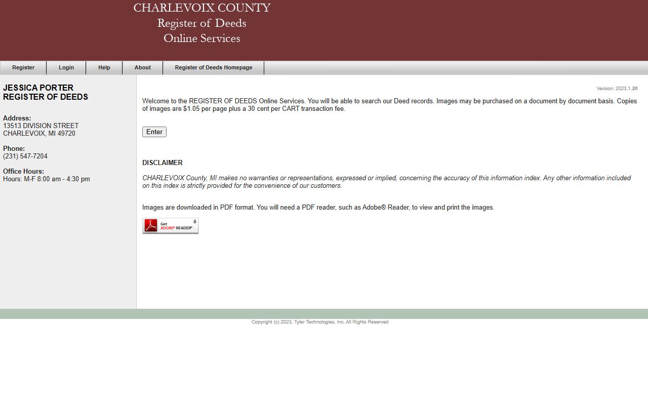 Charlevoix County Register of Deeds online recording services for property public records