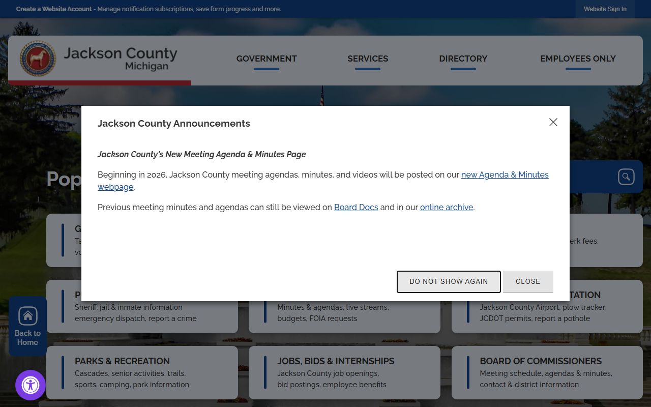 Jackson County Michigan public records county website