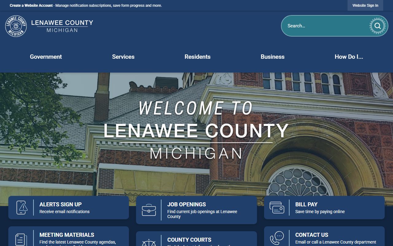 Lenawee County Michigan public records official website
