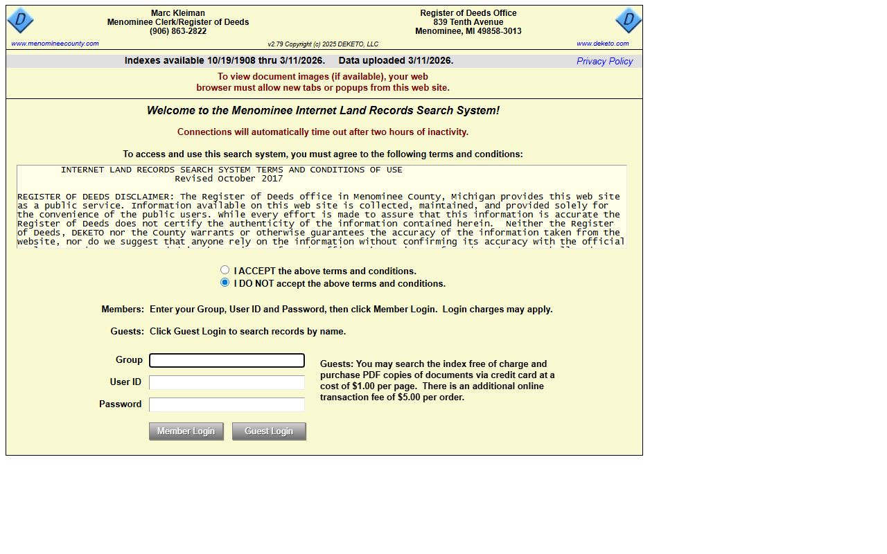 Menominee County public records official website