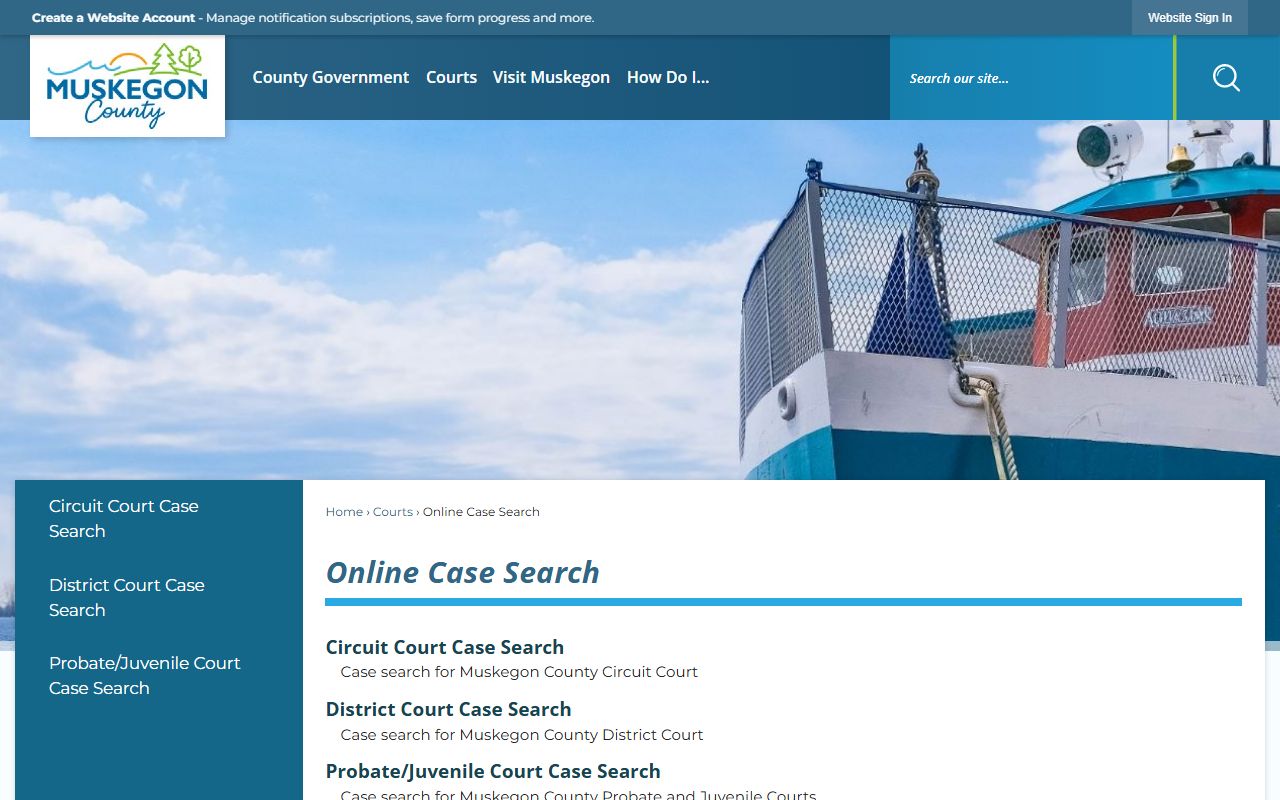 Muskegon County online case search public records portal
