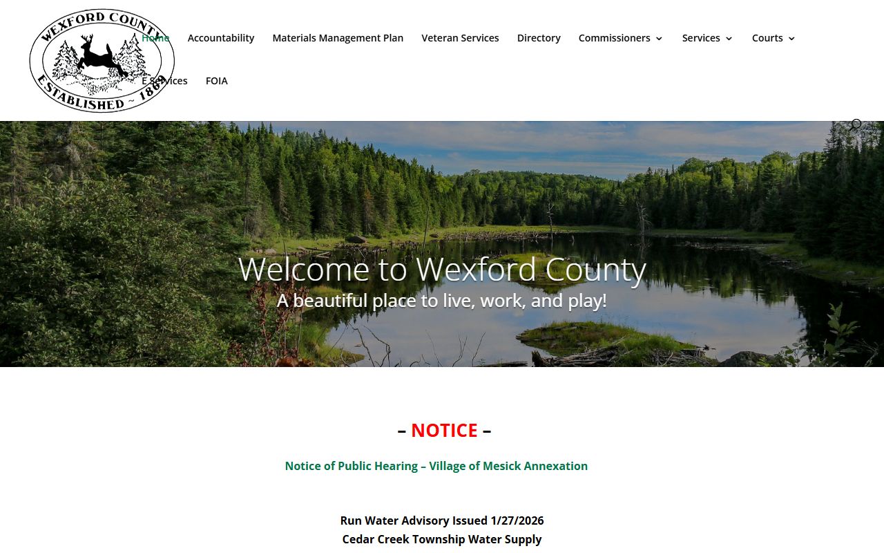 Wexford County public records website screenshot